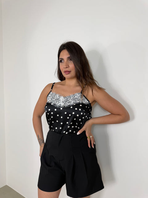 CANOTTA IN SATIN POIS NERA