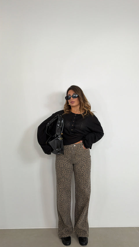 JEANS WIDE LEG MACULATO