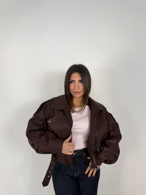 CHIODO CROP OVER MARRONE