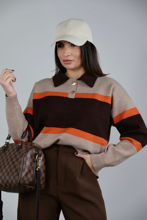 MAGLIA DALÌ ARANCIO/MARRONE