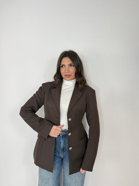 BLAZER AVVITATO CON BOTTONI ORO