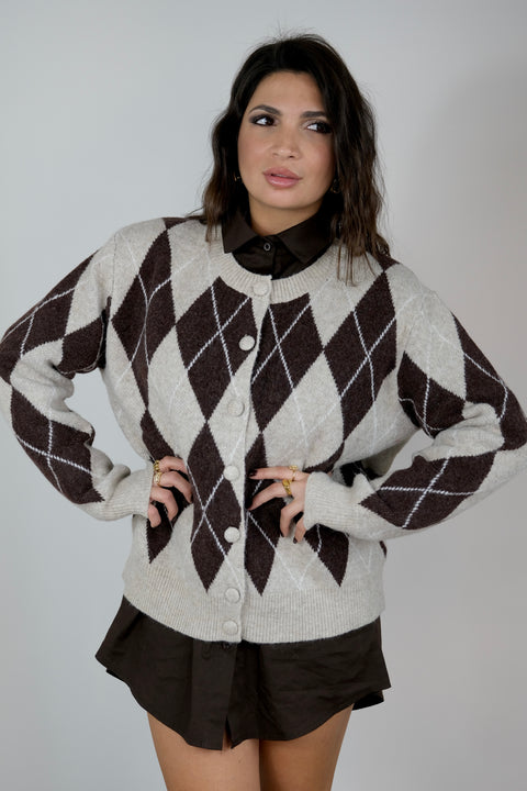 CARDIGAN ROMBI BEIGE