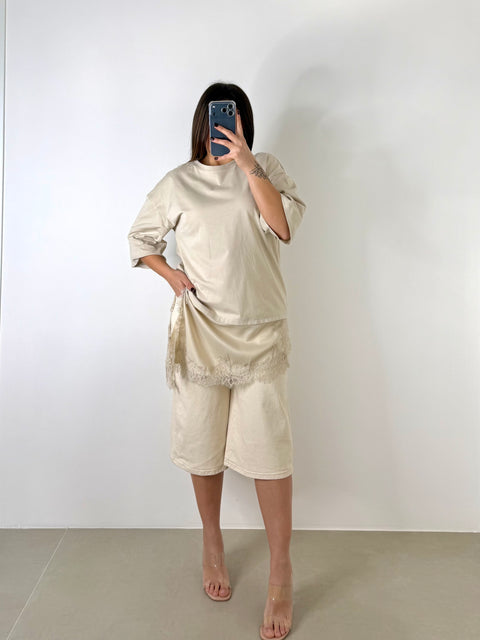 MAGLIA CON PIZZO BEIGE