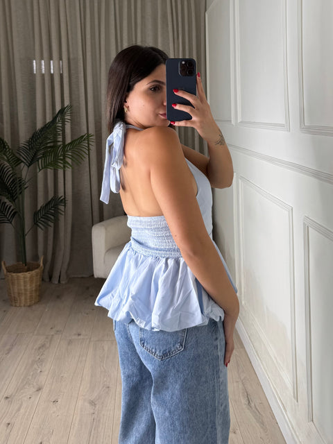 BLUSA TINTA UNITA CELESTE