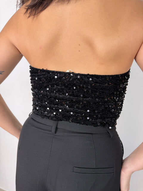 TOP IN PAILLETTIES NERO