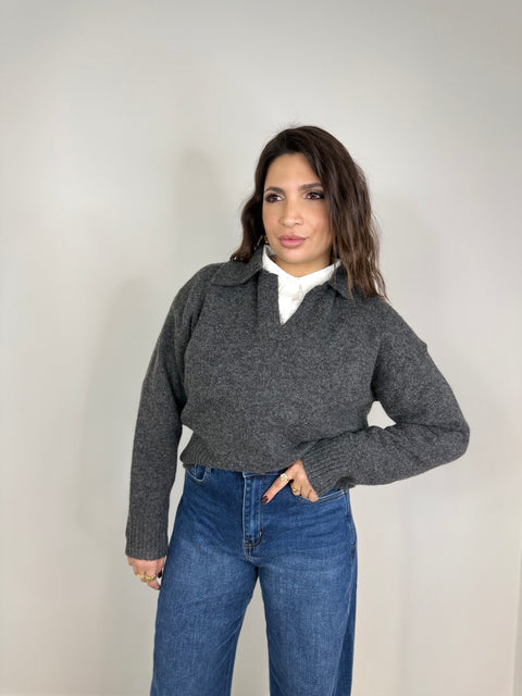 PULLOVER POLO GRIGIO SCURO