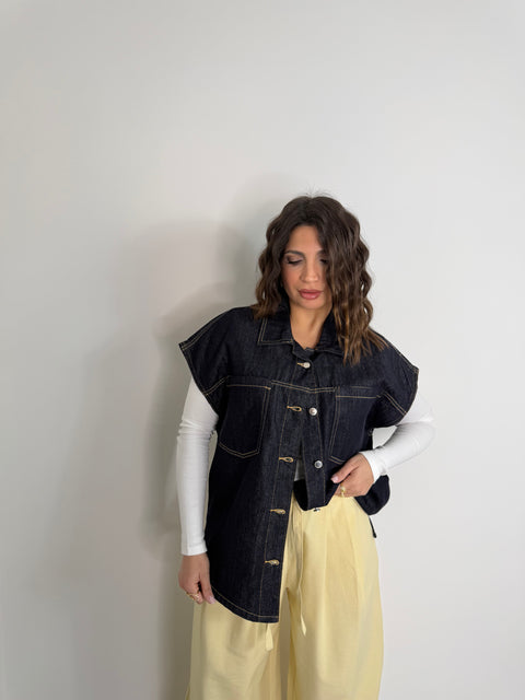 GILET IN DENIM SCURO
