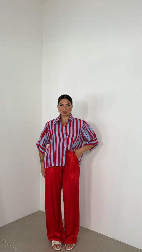 CAMICIA MILA RIGA ROSSO/CELESTE