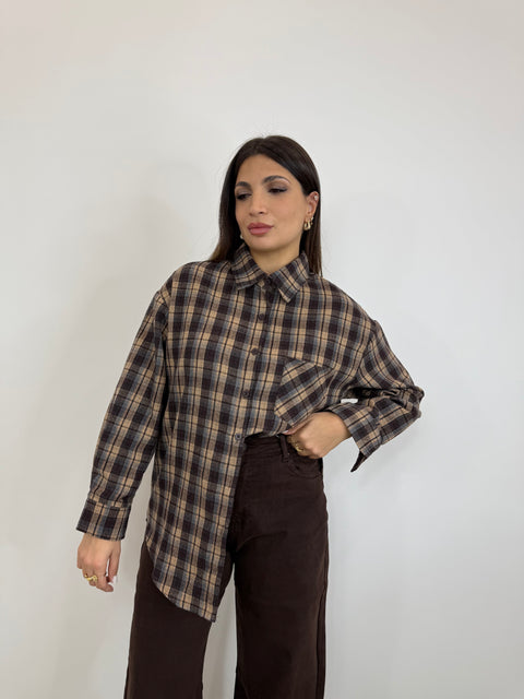 CAMICIA GAIA QUADRI MARRONE