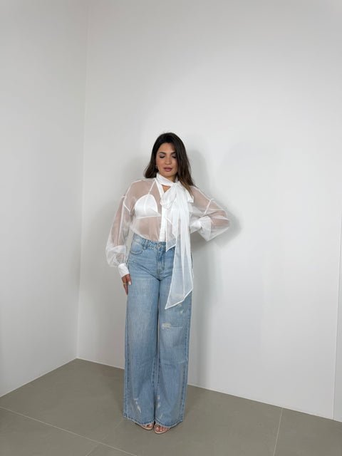 JEANS WIDE LEG CON STRAPPI
