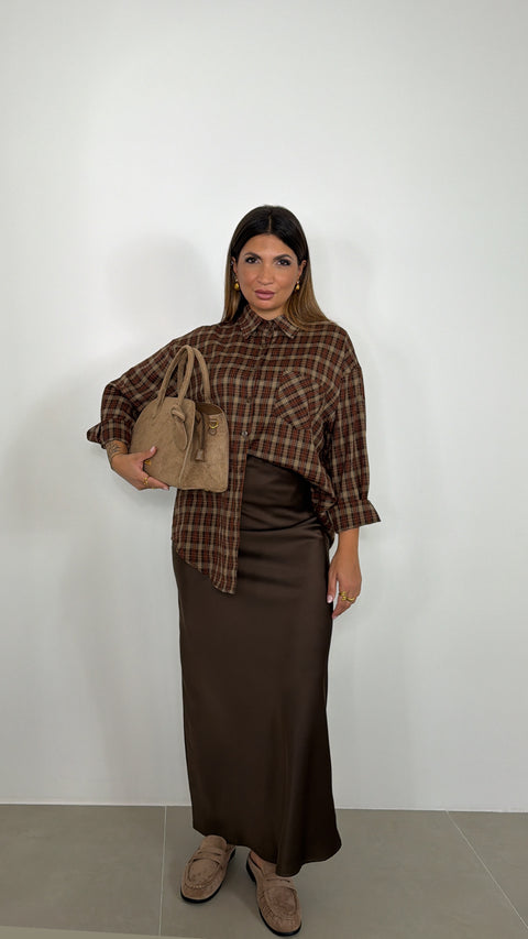 GONNA IN SATIN MARRONE