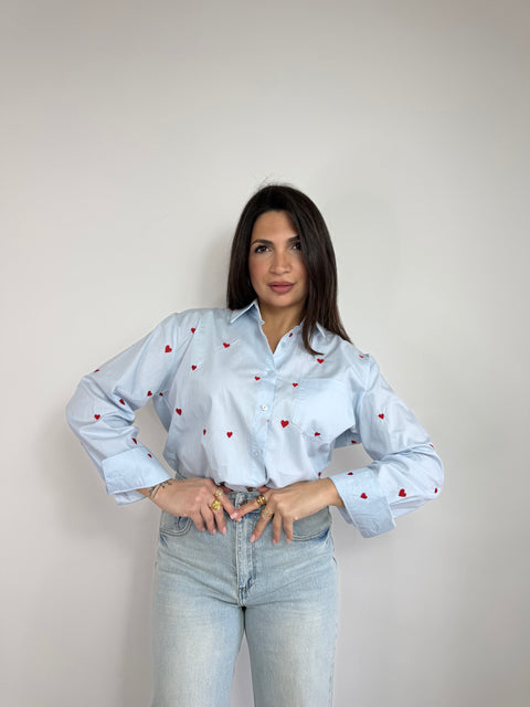 CAMICIA CON CUORI RICAMATI