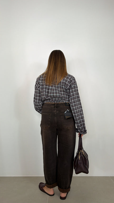 JEANS BALLOON MARRONE 5816