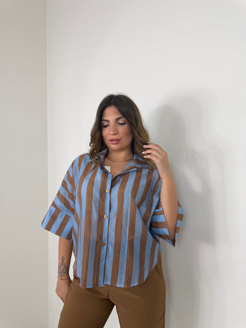 CAMICIA CARRIE RIGA CELESTE