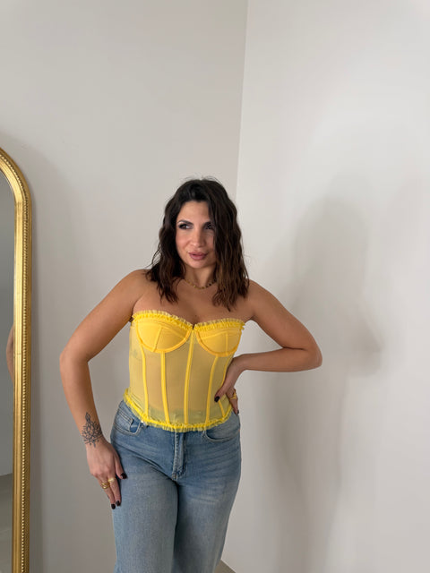 CORSETTO CON TRASPARENZE GIALLO