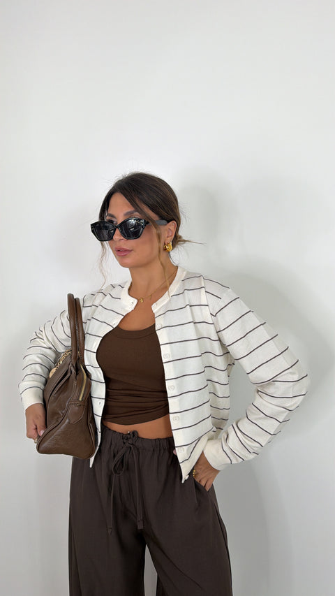 CARDIGAN RIGHE BIANCO