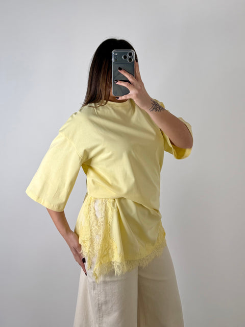 MAGLIA CON PIZZO GIALLA
