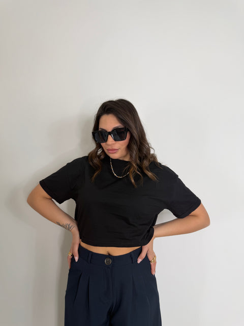 T-SHIRT DINA CROP NERA