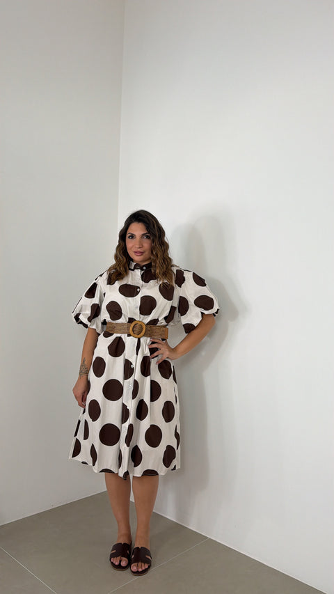 DRESS POIS MANICA BALLOON PANNA