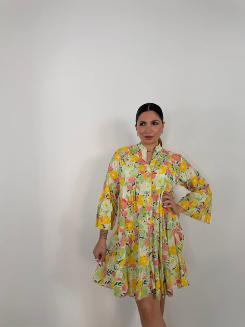 DRESS TRAFORATO FANTASIA GIALLO