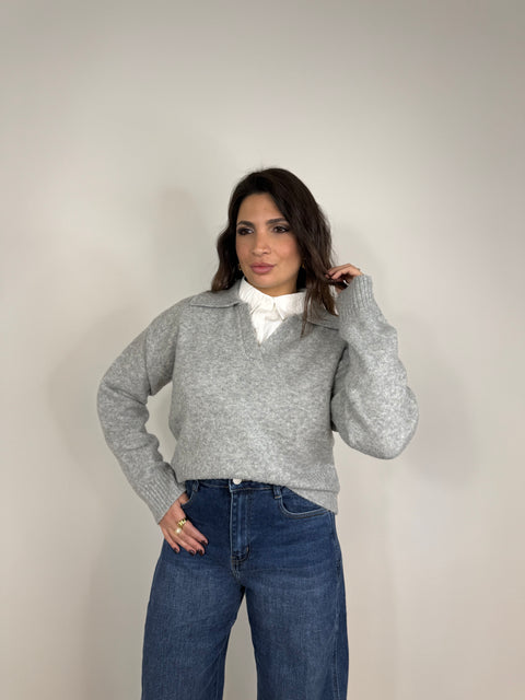 PULLOVER POLO GRIGIO CHIARO