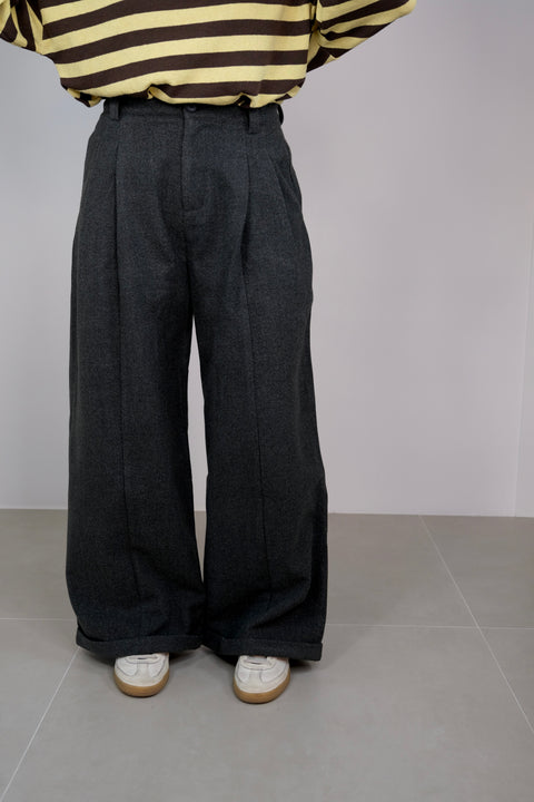 PANTALONE PALAZZO IN PILE GRIGIO
