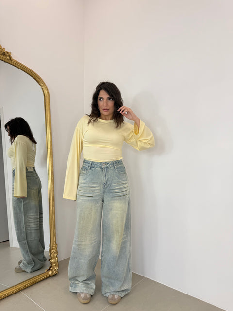 JEANS WIDE LEG SFUMATO
