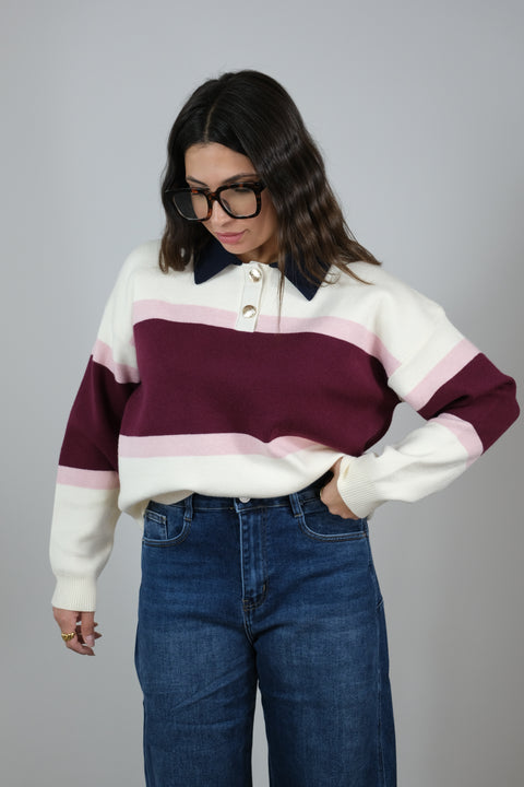 MAGLIA DALì PANNA/BORDEAUX