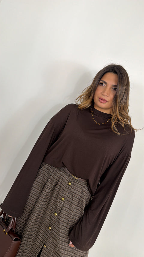 MAGLIA FLUIDA MARRONE