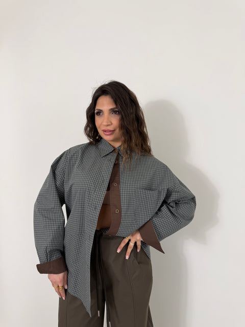 CAMICIA RISVOLTO MARRONE