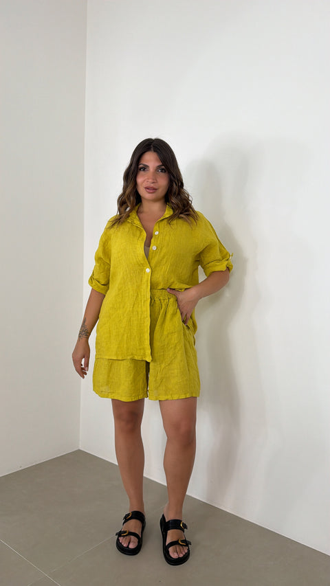 CAMICIA CARLOTTA SENAPE 100%LINO