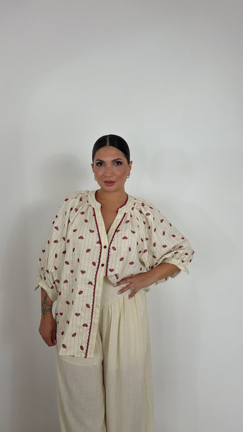 CAMICIA CUORI E BACI BEIGE