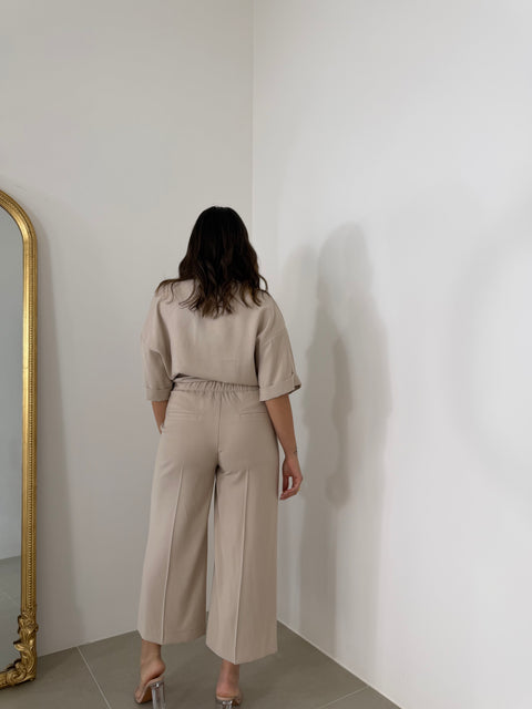 PANTALONE PALAZZO AKUMAL 3/4 BEIGE