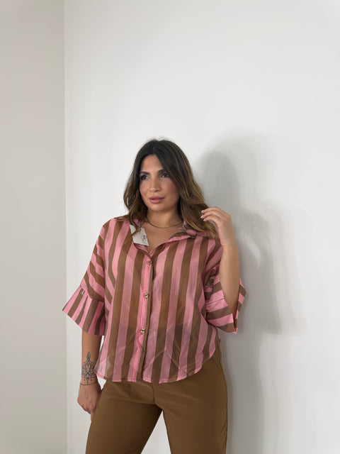 CAMICIA CARRIE RIGA ROSA