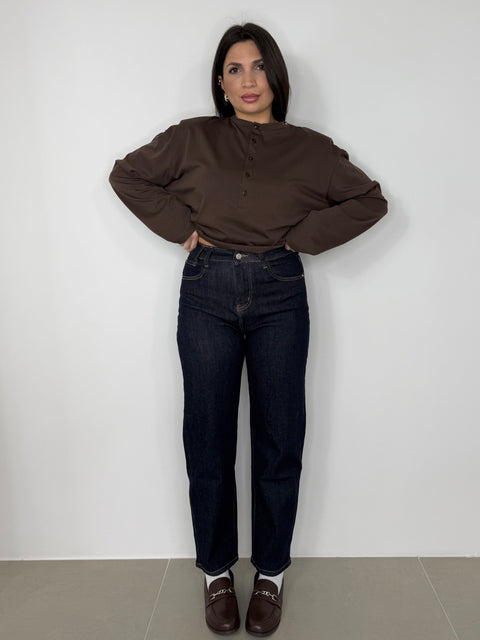 JEANS MOM FIT DENIM SCURO 32174