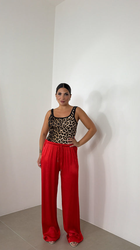 PANTATUTA IDA IN SATIN ROSSO