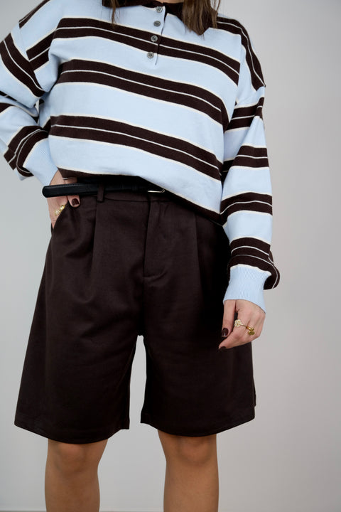 BERMUDA MARRONE CON CINTURA