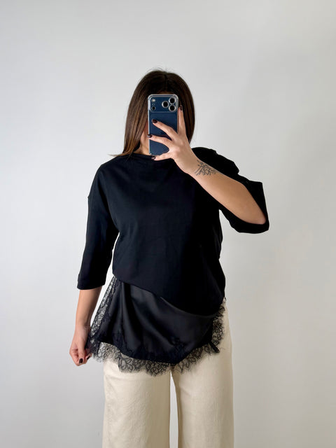MAGLIA CON PIZZO NERA