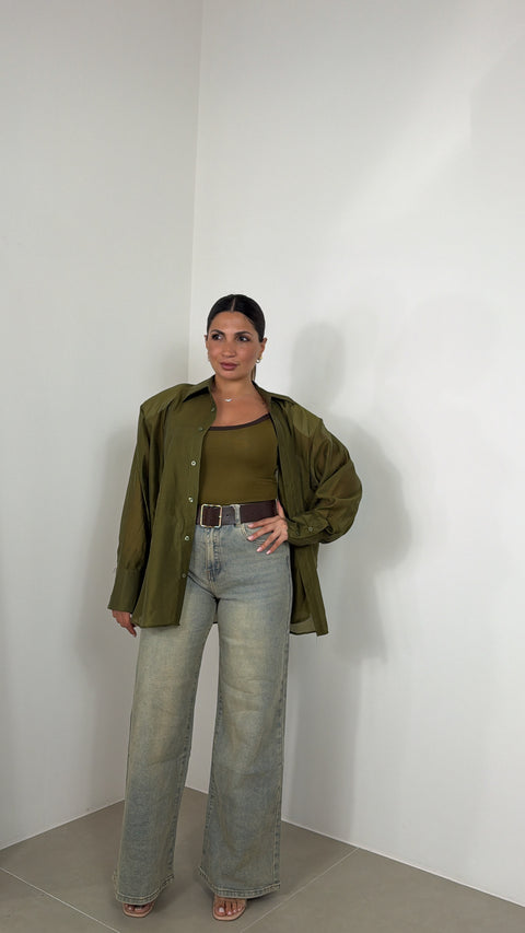 JEANS WIDE LEG CON CINTURA 9557