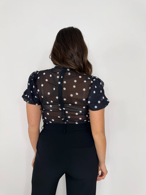 BLUSA POIS NERA