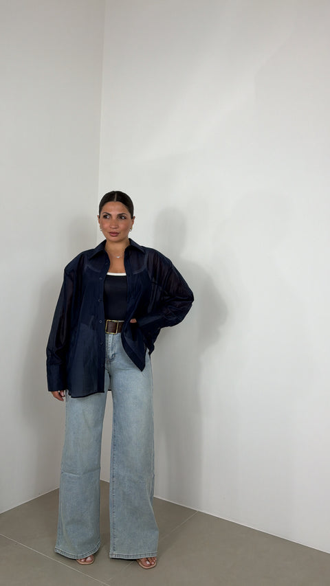 JEANS WIDE LEG CON CINTURA 9556