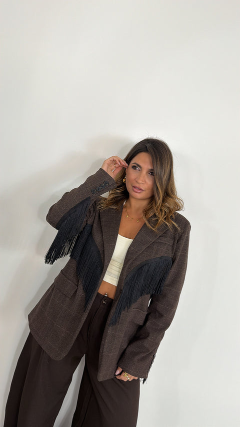 BLAZER CON FRANGE MARRONE