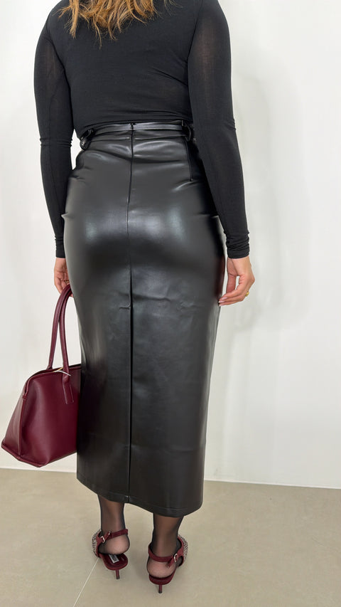 GONNA LONGUETTE CON SPACCO FRONTALE NERO