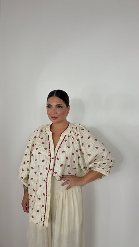 CAMICIA CUORI E BACI BEIGE
