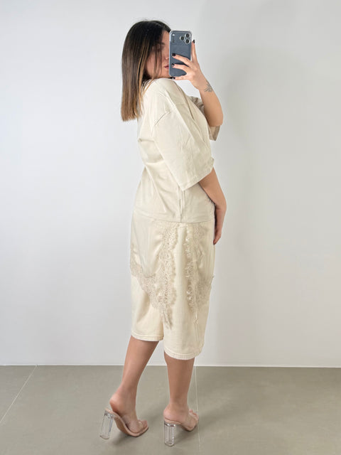 MAGLIA CON PIZZO BEIGE