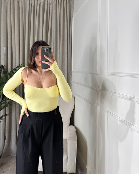 BODY CON COPRISPALLE GIALLO