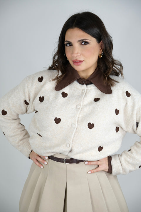 CARDIGAN CUORI BEIGE