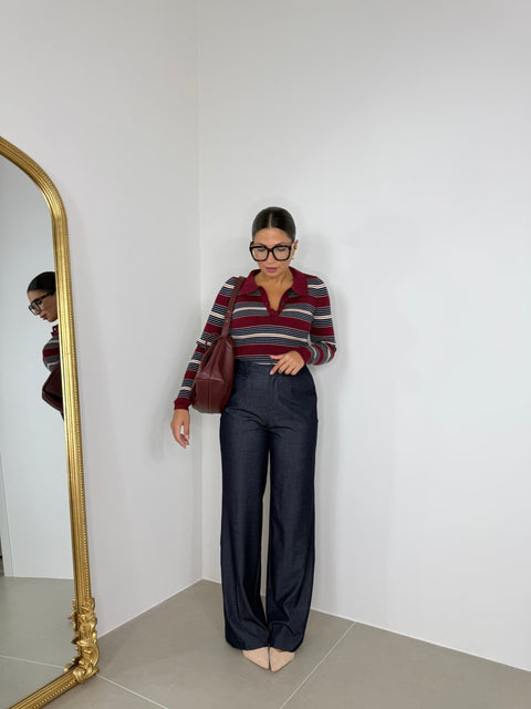 PANTALONE PALAZZO EFFETTO DENIM