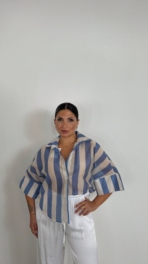 CAMICIA CARRIE RIGA CELESTE