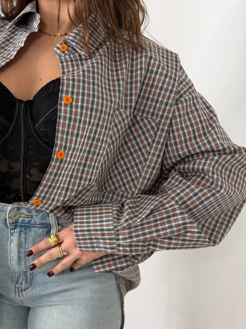 CAMICIA CAMILLA CON SPALLINE ARANCIO/NERA